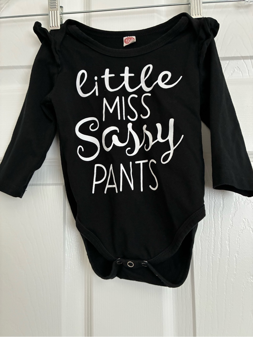 Little Miss Sassy Pants Black Baby Bodysuit